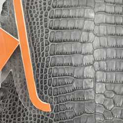 ワニ革　クレイフィニッシュ　墨黒　No.C008683 10枚目の画像