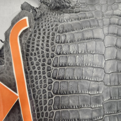 ワニ革　クレイフィニッシュ　墨黒　No.C008683 9枚目の画像