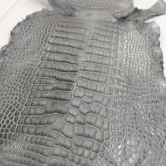 ワニ革　クレイフィニッシュ　墨黒　No.C008683 12枚目の画像