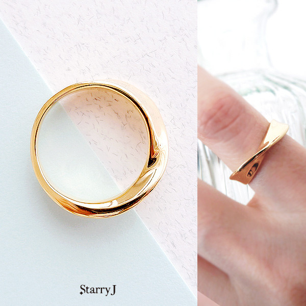 煌めく波紋 - シグナル リング 指輪 鏡面仕上げ 送料無料 シルバー925 K18GP