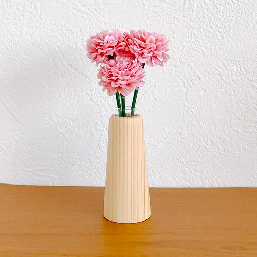 新作『2個セット・卓上タイプ』 ひのき製の小さな一輪挿し(円錐型