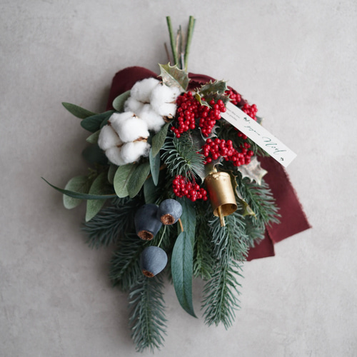 モミの木と柊のクリスマススワッグ アーティフィシャルフラワー