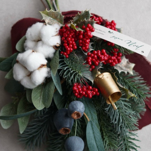 モミの木と柊のクリスマススワッグ アーティフィシャルフラワー