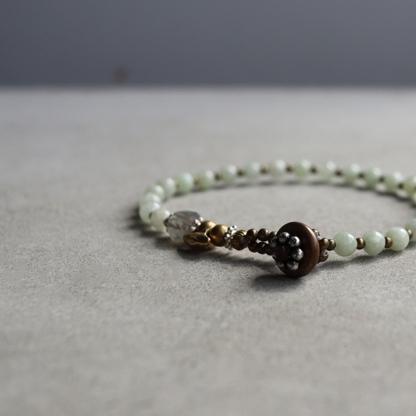 wealthiness / ジェダイト 翡翠　×　真鍮　ブレスレット 6枚目の画像