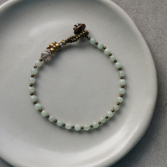 wealthiness / ジェダイト 翡翠　×　真鍮　ブレスレット 10枚目の画像