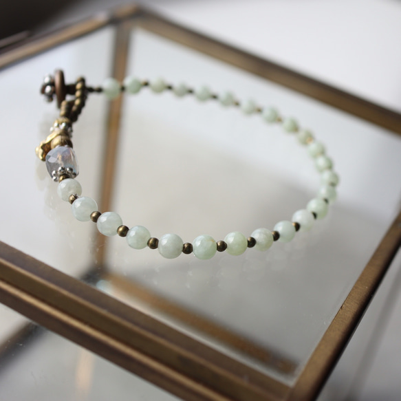 wealthiness / ジェダイト 翡翠　×　真鍮　ブレスレット 9枚目の画像