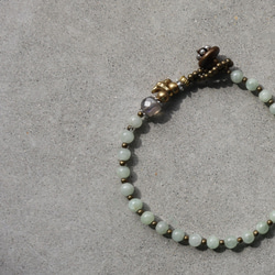 wealthiness / ジェダイト 翡翠　×　真鍮　ブレスレット 5枚目の画像