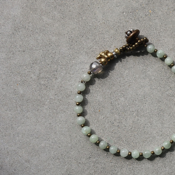 wealthiness / ジェダイト 翡翠　×　真鍮　ブレスレット 5枚目の画像