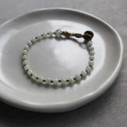 wealthiness / ジェダイト 翡翠　×　真鍮　ブレスレット 12枚目の画像