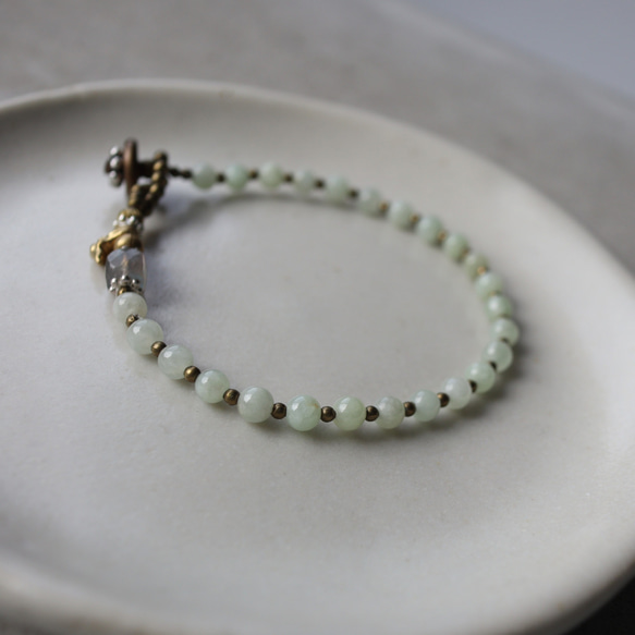 wealthiness / ジェダイト 翡翠　×　真鍮　ブレスレット 11枚目の画像