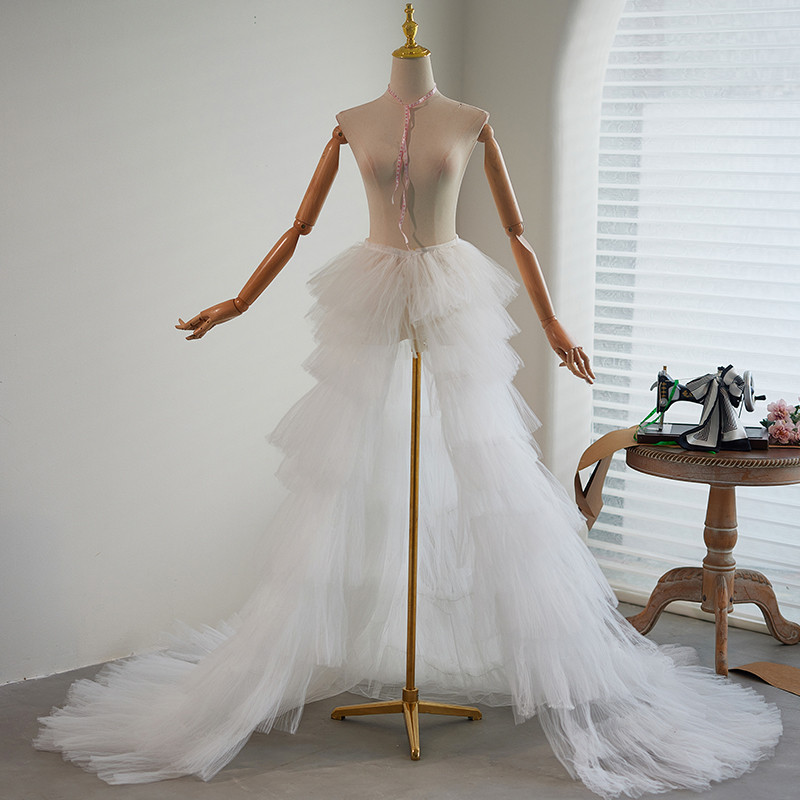 ロングトレーン 裾引き ふわふわ​ 白 大トレーン 綺麗 DIY アクセサリー ウェディングドレス DTY077