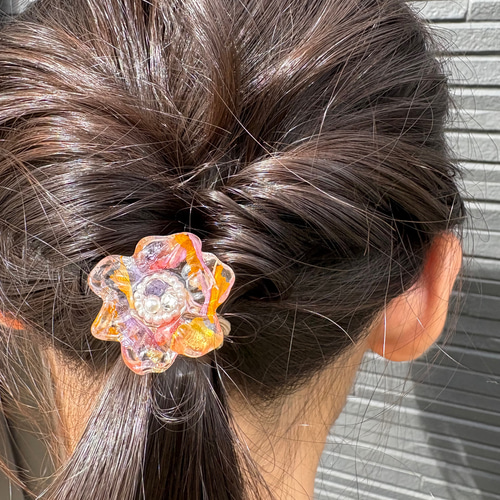 No.3058☆ハンドメイド☆ドライフラワー♡フラワーレジンヘアゴム