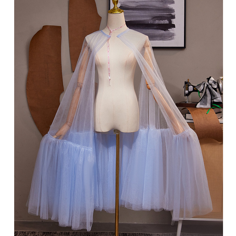 ロングトレーン 肩飾り 青 大トレーン 綺麗 DIY アクセサリー ウェディングドレス DTY111