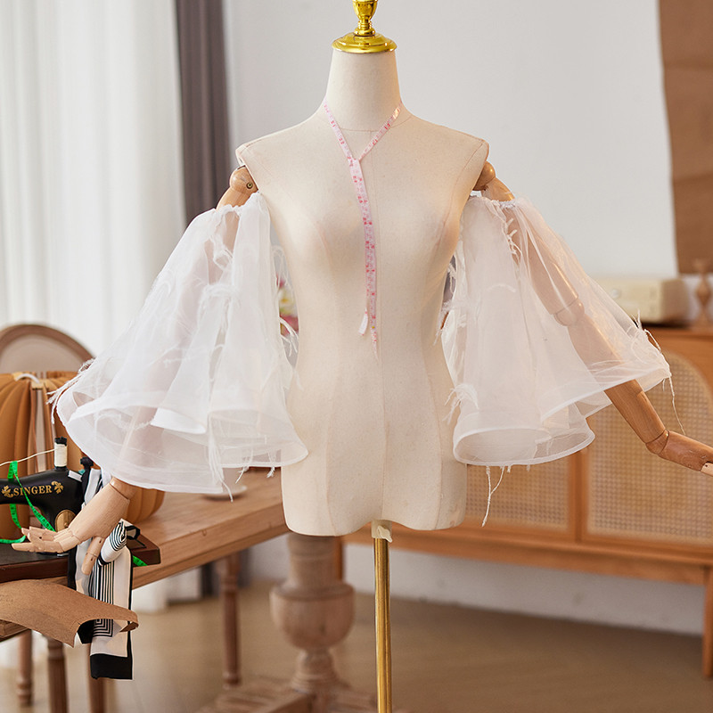 パフスリーブ 白 大スリーブ 高級感 DIY 袖カバー 取り外し袖 アクセサリー ウェディングドレス DTY115