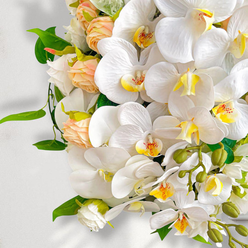 光触媒フラワー 胡蝶蘭とローズの豪華スワッグ｜開店祝い・開業祝い・お供え・ 光触媒フラワー 胡蝶蘭とローズの豪華スワッグ｜開店祝い・開業祝い