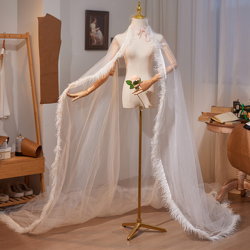 ケープ トレーン 裾引き 白 DIY 高級感 上品 肩飾り アクセサリー パーティー ウェディングドレス DTY124