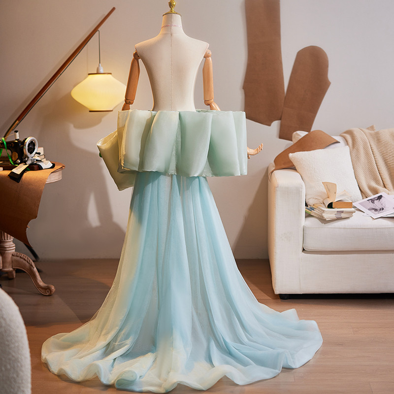 ロングトレーン 裾引き​ 薄緑 大トレーン 綺麗 DIY アクセサリー ウェディングドレス DTY121