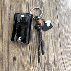 PVCケース×レザーハート×パラコードチャーム / クリア・ホワイト・ダークブラウン 5枚目の画像