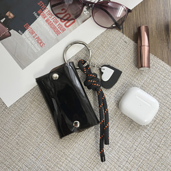 PVCケース×レザーハート×パラコードチャーム / クリア・ホワイト・ダークブラウン 9枚目の画像