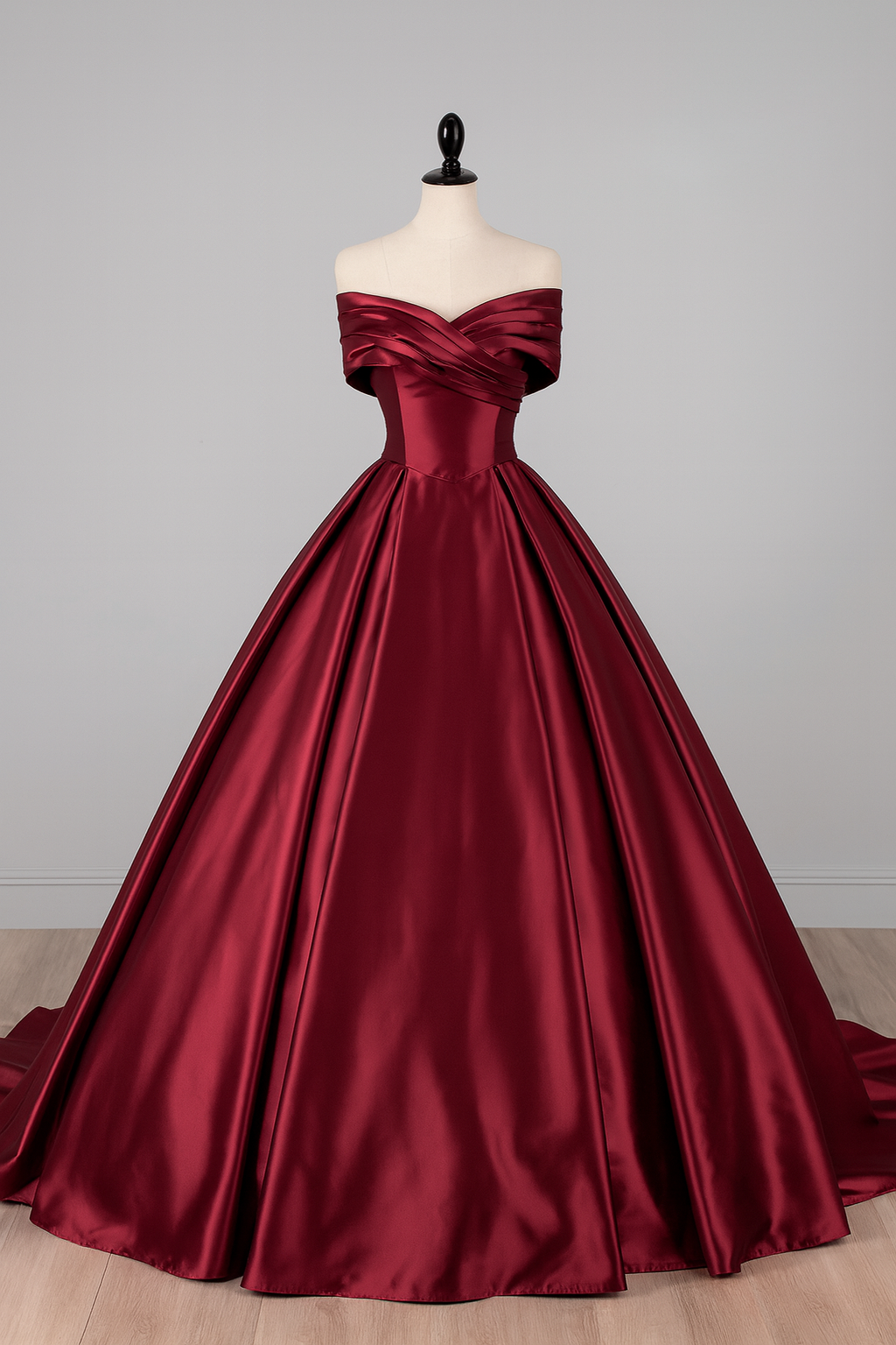 送料無料！カラードレス ボルドー色 オフショルダー  光沢サテン ブライダル 抜群におしゃれ度が際立つ エレガント