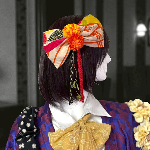 はいからさんリボンとバック　髪飾り　和装　卒業式 成人式 卒業式 髪飾り 袴 リボン はいからさん シンプル ハイカラさん