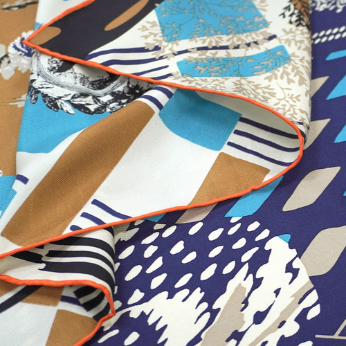 Hola様限定　スカーフ ROOM(CMQ-143) 【the PORT by marca】大判 シルクツイル スカーフ NAVY