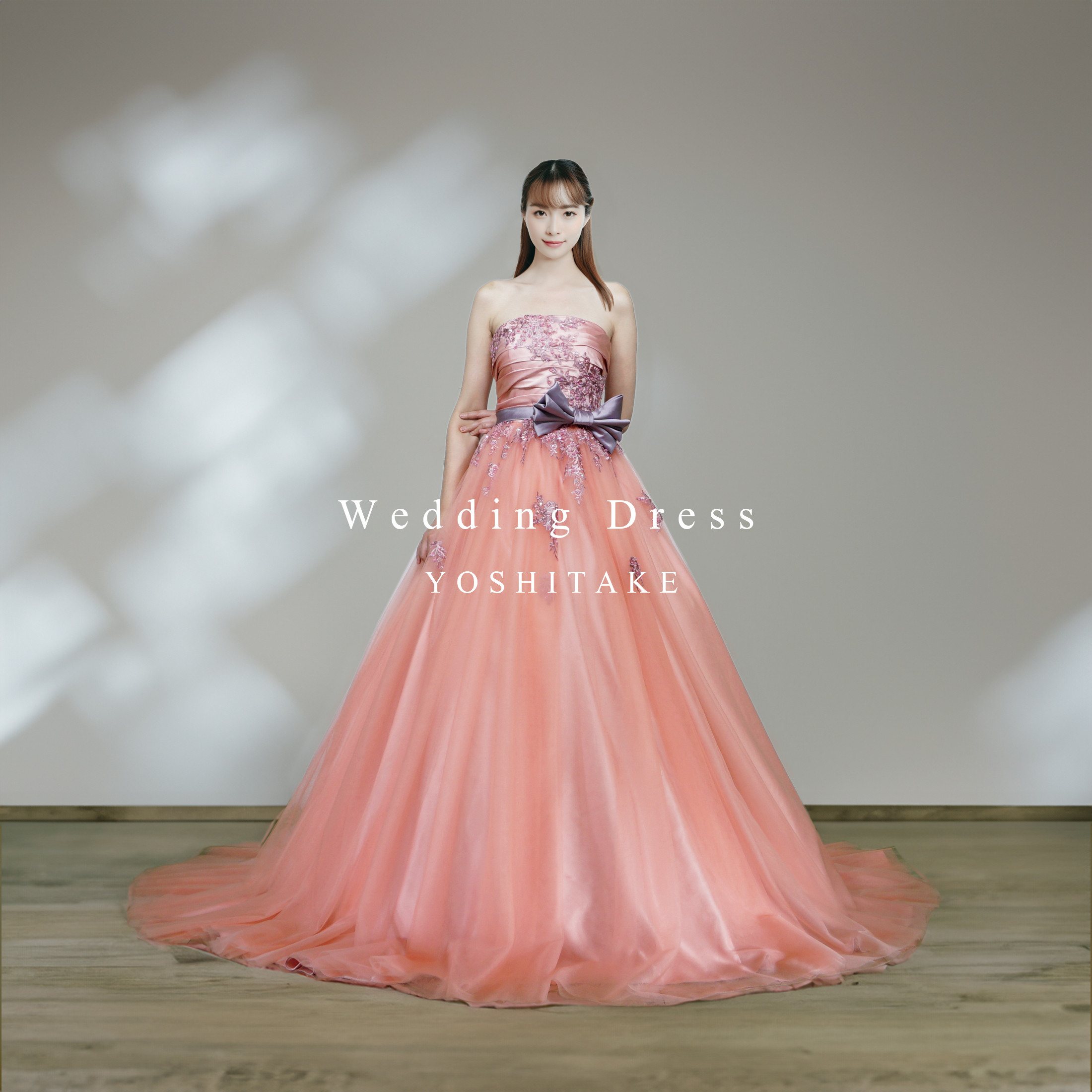 【オーダー制作】ウエディングドレス.ピンク.カラードレス.チュール.レース＆ビジュー.Y1653