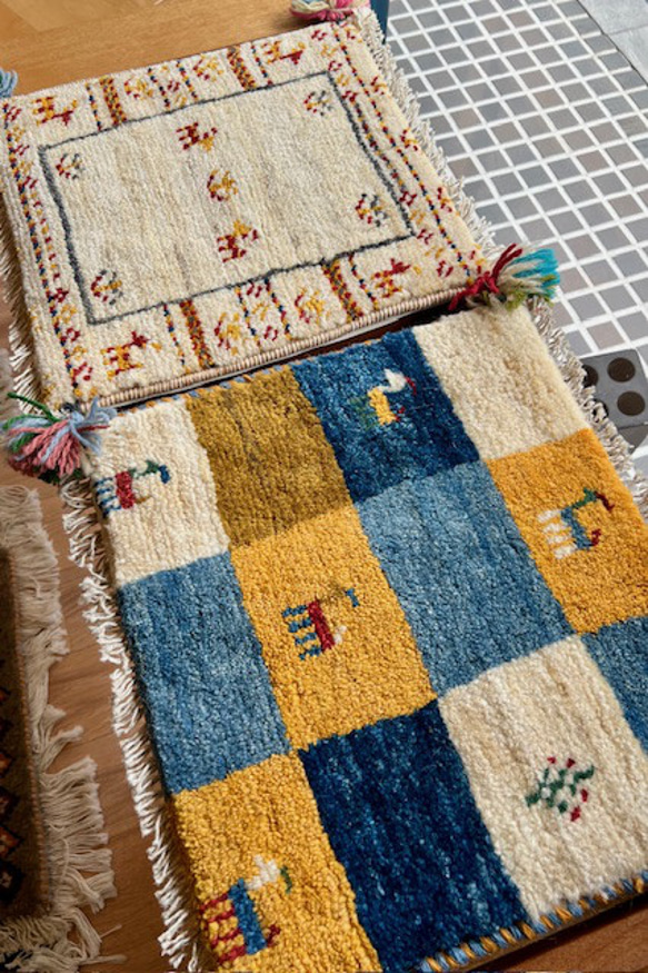 ○送料無料○ギャッベ【30×30】No.119（四角）チェアパッド・チェア