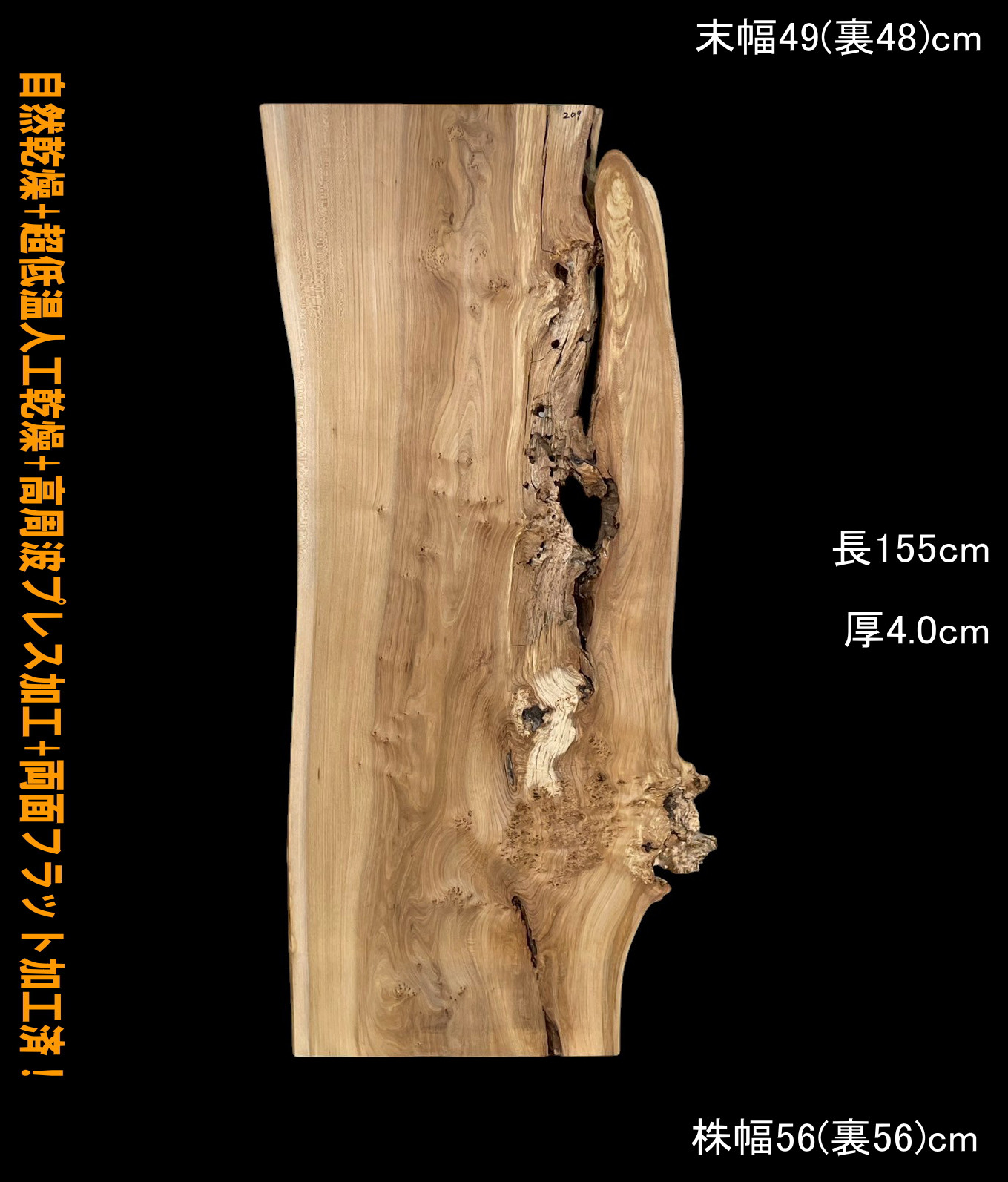 楡　C209　瘤　レジン　一枚板　乾燥材　棚板　カウンター　テーブル　DIY　耳付　天板　◆全国都道府県送料無料 33,033円
