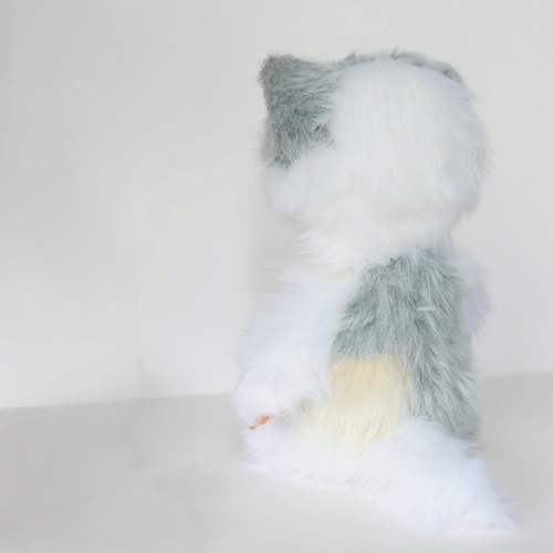 アートドール 三毛猫 羊毛フェルト フェイクファー テディキャット 本