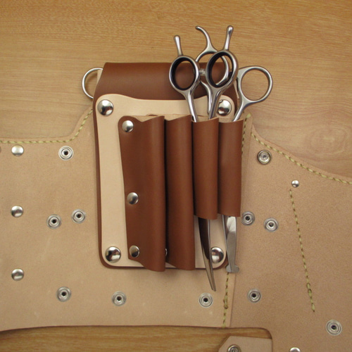 トリマー向き】 本革 8丁差し シザーケース (キャメル×ナチュラル