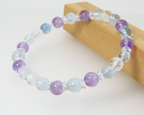 アクアマリン＆アメジストブレス いつの間にいい感じ＊(訳あり)アクアマリン アメジスト 水晶