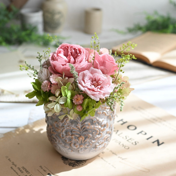 ローズフラワーガーデンS＊コーラルピンク＊プリザーブドフラワー 4枚目の画像