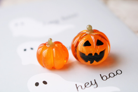 ガラスのハロウィン ミニチュアジャックオランタン（ビビッドオレンジ