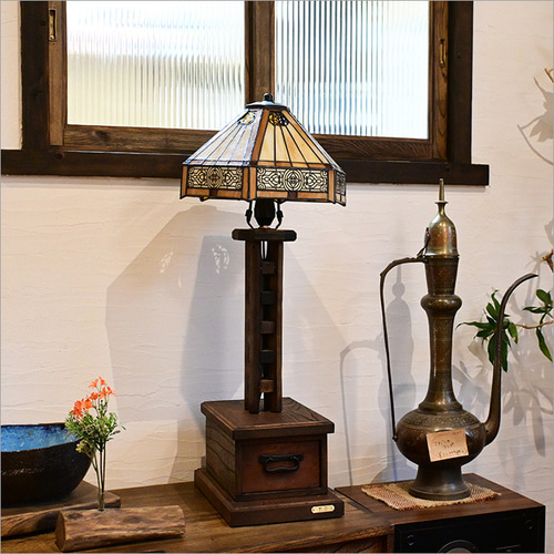 アンティーク　ランプシェード　間接照明　昭和レトロ 古民具 糸巻き 木製 シェードランプ リメイク品 アンティーク 間接照明