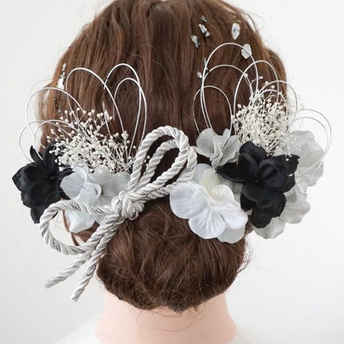 水引付き本物花髪飾り♥ヘッドドレス 水引付き本物花髪飾り♥ヘッドドレス