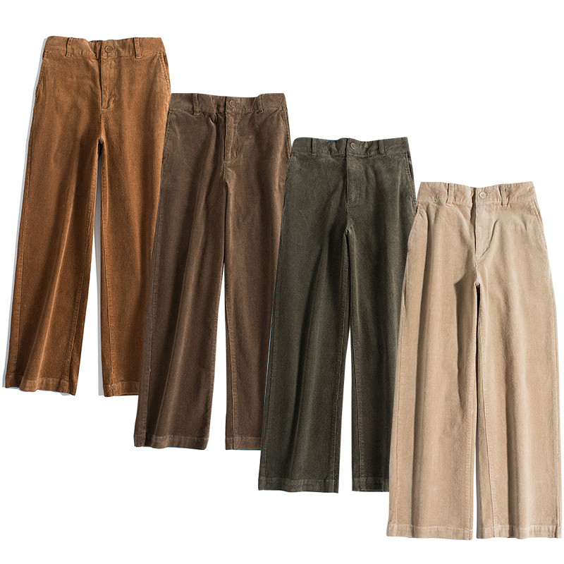 9分丈コーデユロイパンツ　やや伸縮性ありワイドパンツ　コットン混紡　4色　S-XLサイズ　L707