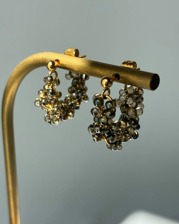 【特集掲載】秋色フープピアス 秋の装い ブラウン ゴールド シンプル  クリア プレゼント 秋冬新作 送料無料 9枚目の画像