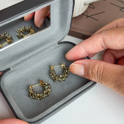 【特集掲載】秋色フープピアス 秋の装い ブラウン ゴールド シンプル  クリア プレゼント 秋冬新作 送料無料 11枚目の画像