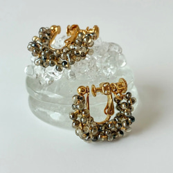 秋映えイヤリング 秋色 ブラウン ゴールド フープ シンプル クリア 上品 人気 おしゃれ プレゼント 送料無料　秋新作 9枚目の画像