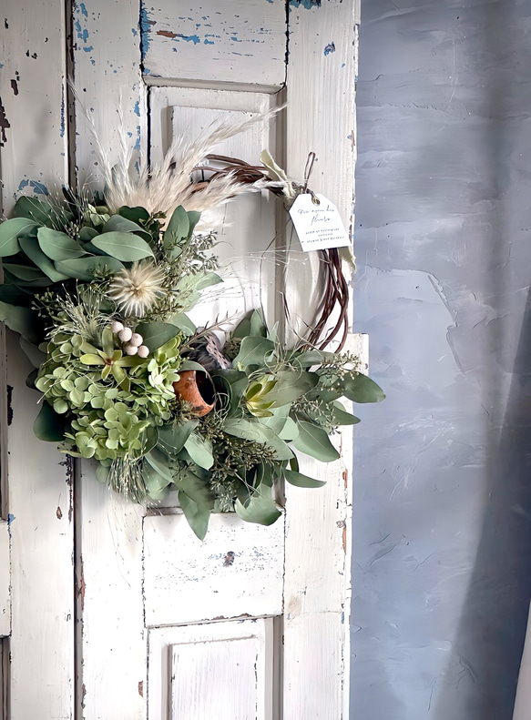 ｍ様専用　green×green half wreathe 1枚目の画像