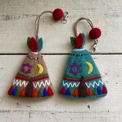 オリジナル 羊毛 フェルト ティピー キーケース ハンドメイド 3枚目の画像