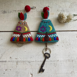 オリジナル 羊毛 フェルト ティピー キーケース ハンドメイド 1枚目の画像