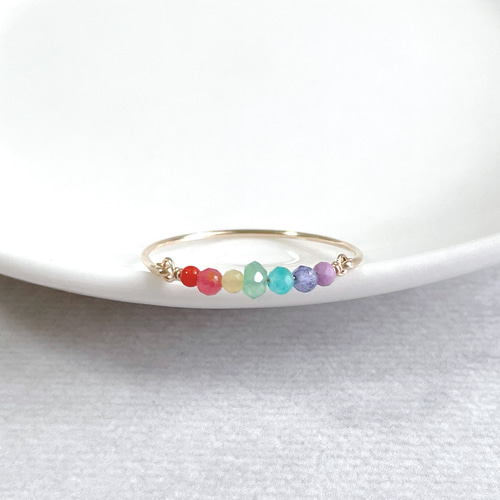 14kgf］虹色の指輪 レインボー リング 天然石 指輪・リング Chocotto