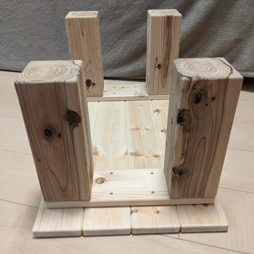 9㎝角脚ナチュラルウッドローテーブル・ベンチ［玄関　縁台　キッズテーブル］ 9㎝角脚ナチュラルウッドローテーブル・ベンチ［玄関 縁台