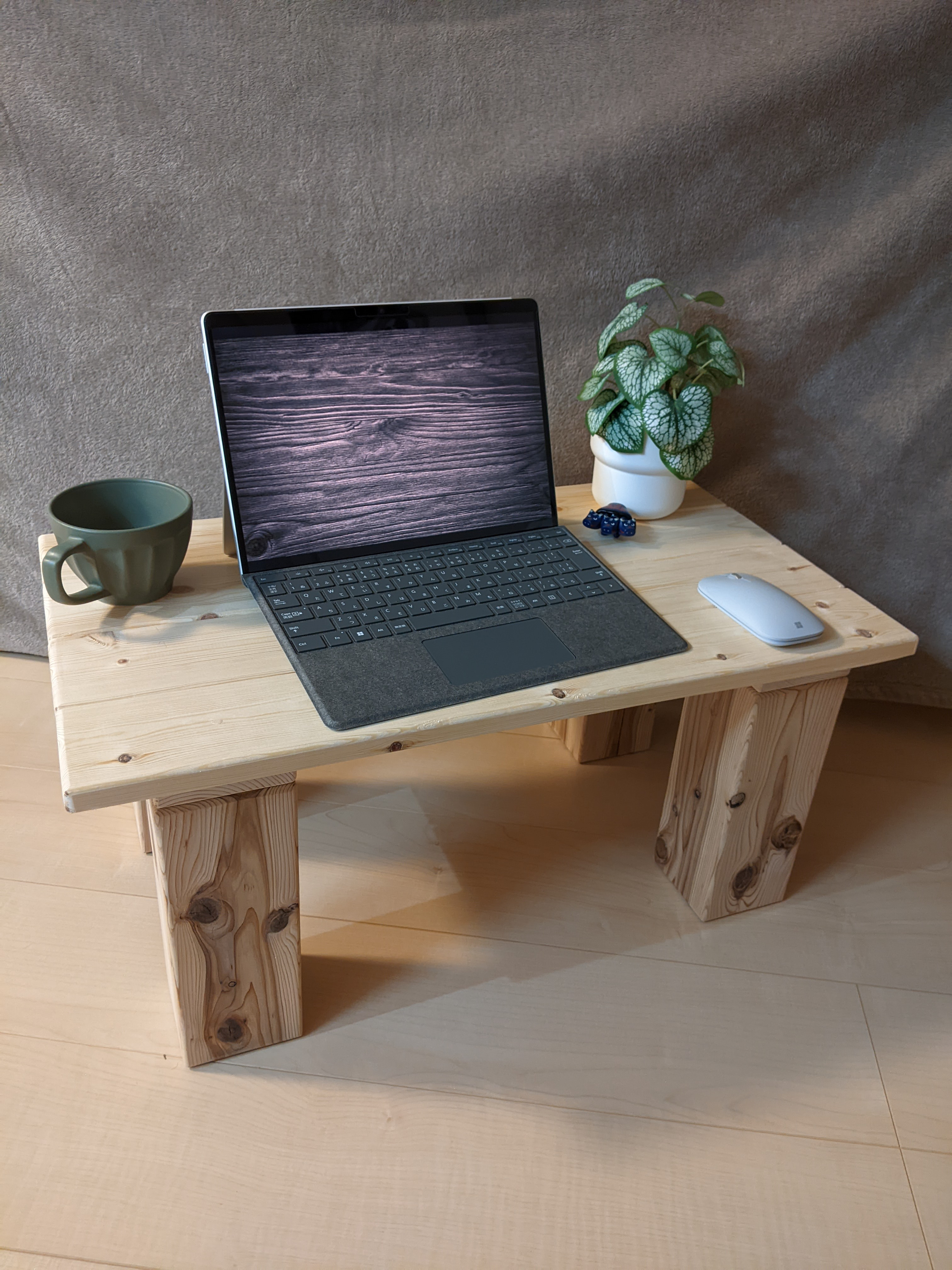 9㎝角脚ナチュラルウッドローテーブル・ベンチ［玄関　縁台　キッズテーブル］ 9㎝角脚ナチュラルウッドローテーブル・ベンチ［玄関 縁台