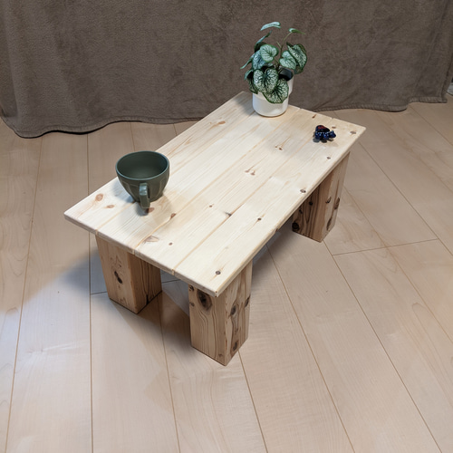 9㎝角脚ナチュラルウッドローテーブル・ベンチ［玄関　縁台　キッズテーブル］ 9㎝角脚ナチュラルウッドローテーブル・ベンチ［玄関 縁台