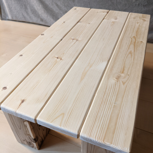 9㎝角脚ナチュラルウッドローテーブル・ベンチ［玄関 縁台 キッズ