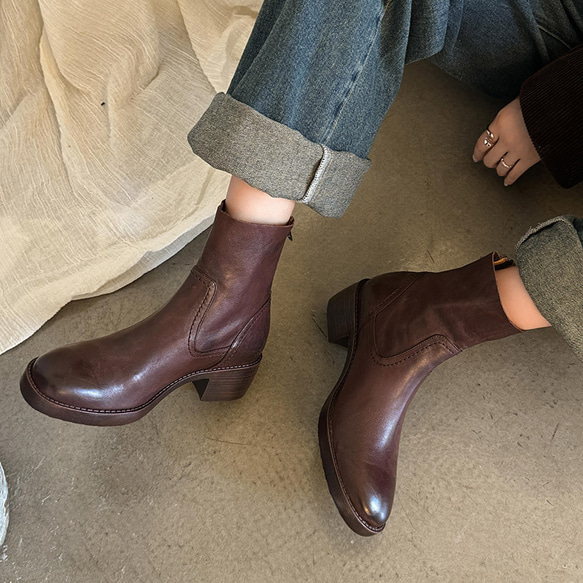 質感がとてもいい牛革2025冬太中と通勤短靴22-25.0サイズ  5627 10枚目の画像