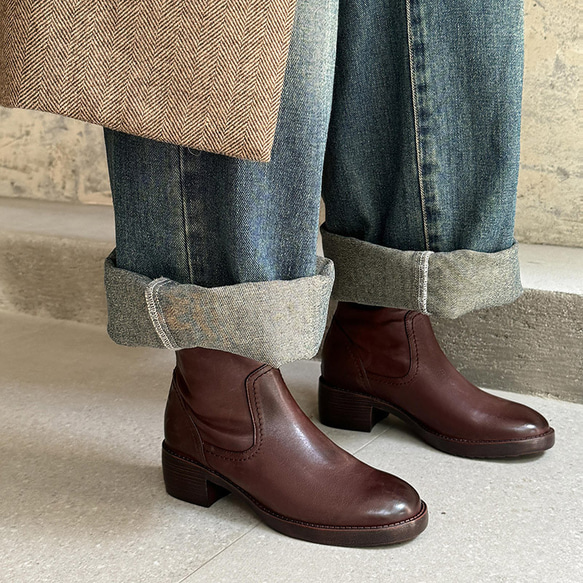 質感がとてもいい牛革2025冬太中と通勤短靴22-25.0サイズ  5627 6枚目の画像